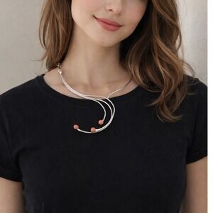 Unbranded Collar Necklace Women OS Silver Coral Good Modernist Asymmetrical